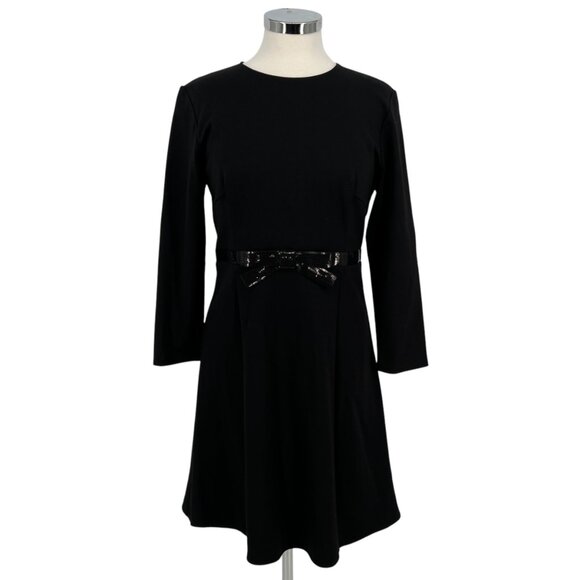 Kate Spade Bow Waist Ponte Dress Black Knee Length Long Sleeve Size Large - Picture 12 of 12